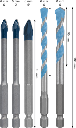 Bosch EXPERT HEX-9 urbju komplekts cietai keramikai un daudzfunkcionālai konstrukcijai.